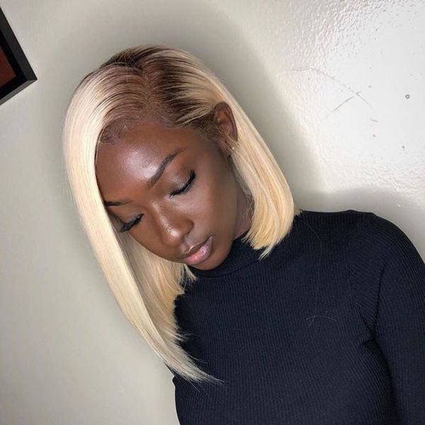 Cheap Ombre Short Bob Lace Front Human Hair Wigs For Black Women