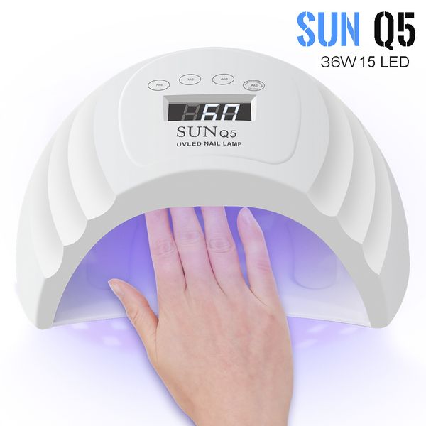

sun q5 36w uv lamp for nail 15 leds dryer for nails uv led lamp curing gel polish with portable digital display auto sensing