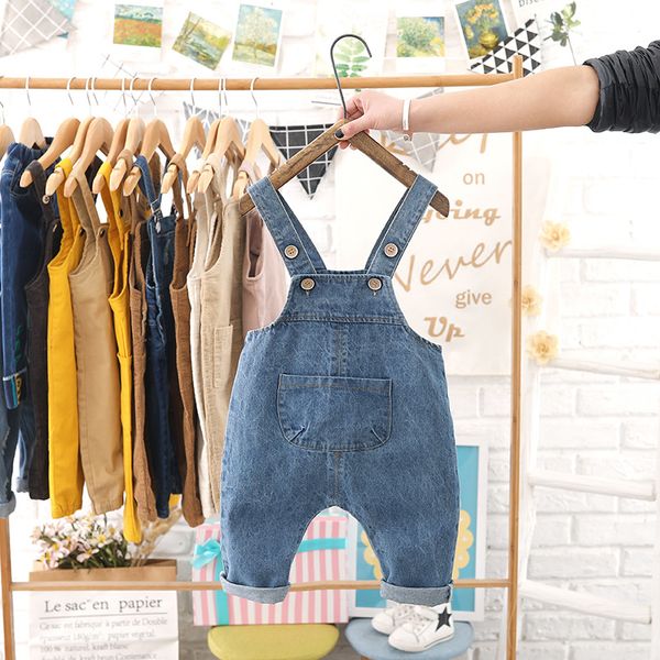

1 2 3 4 years fashion cowboy baby boy overalls infant girls jumpsuit 2019 spring autumn newbor kids bib child long jeans pants, Blue