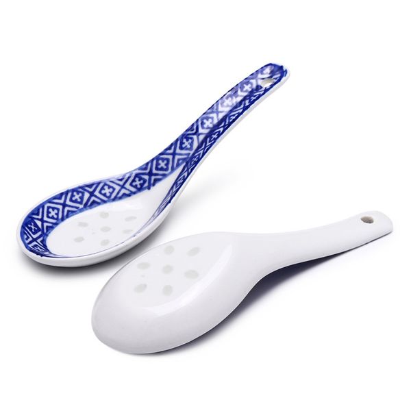 

5pcs china chinese style ceramic spoon children rice scoop spoon kitchen tableware stir spoon soup spoons blue dinner for kids other kitchen