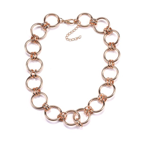 

vintage chian choker necklace geometric circles women boho ethnic gold color maxi chain statement necklaces party jewelry, Silver