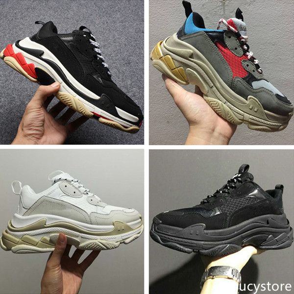 

new triple s shoes men women sneaker mixed colors thick heel grandpa dad trainer triple-s casual shoes with elevator shoes