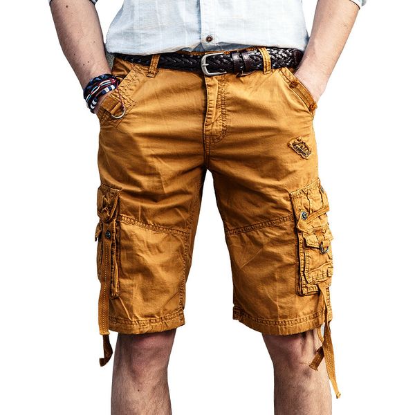 

2019 summer mens cargo shorts solid cotton men's shorts, White;black