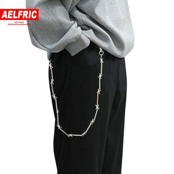 

aelfric hip hop punk men wallet belt chain ball metal trousers waist bag chain jeans pants fashion streetwear men women keychain, Silver