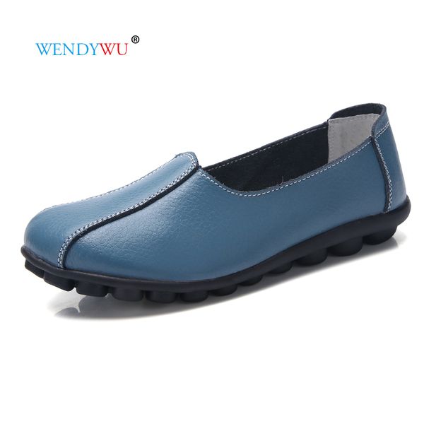 

2019 spring women flats loafers fashion soft comfortable quality leather flat shoes female slip on casual shoes loafer plus size, Black