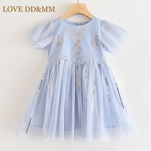 

love dd&mm girls dresses 2020 new kids clothing sweet butterfly embroidered sequins mesh princess dress for girl 3-8 years, Red;yellow