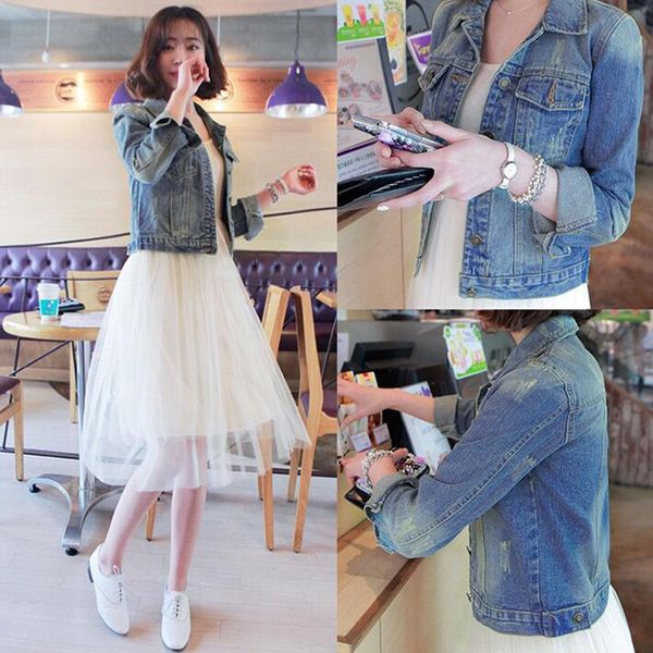 

women basic coat denim jacket women autumn denim jacket for jeans coat loose fit casual style, Black;brown