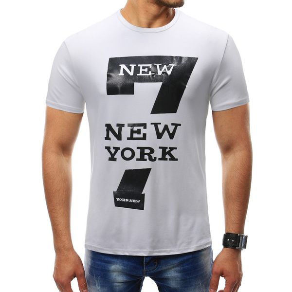 

men's t-shirt street dress round neck print large size short sleeve, White;black