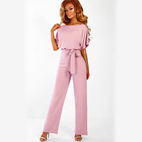 

women fashion slim bodycon jumpsuit short sleeve casual body suit ladies vintage romper long jumpsuit ladies wide leg playsuit, White