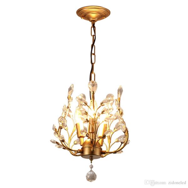 

led chandelier light fixtures iron crystal pendant lights 3 heads black/bronze chandeliers home decor american village style