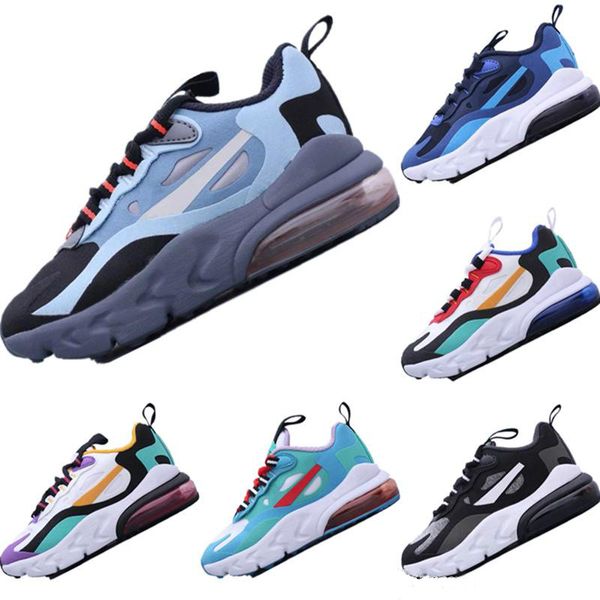 

2019 enfant react270 kids stretch knit breathable running shoes zoom air outdoor toddler athletic jogger shoes boy girl children sneakers 27, Black