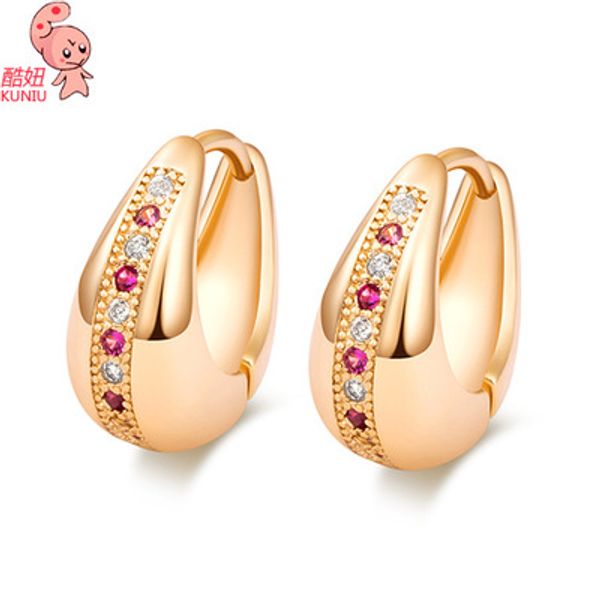 

e-shine round shape hoop earrings for women crystal metal material trendy exquisite style friend lover gifts fashion jewelry, Golden
