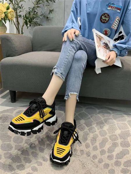 

fashion brand women's shoes luxury platform boots p home dad shoes couple wild color matching sports casual shoes large size 35-45 bc33, Black