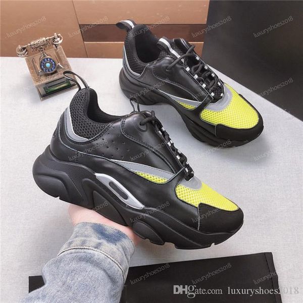 

2019 fashion shoes sneakers footwears with original box herren sportschuhe b22 sneaker in technical knit and calfskin chaussures pour hommes, Black