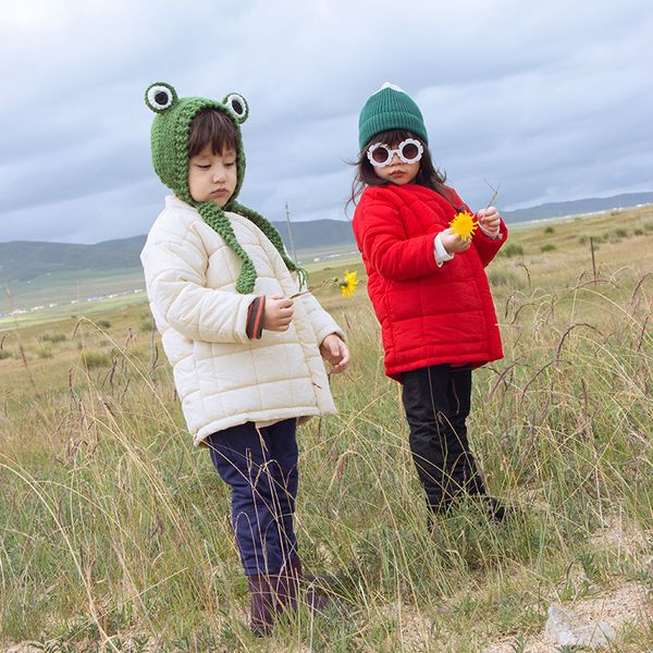 

зима новый стиль корейский стиль дети топ кружева хлопок-мягкий одежда девушки толстый хлопок пальто детские плюс бархат мягкий хлопок, Blue;gray