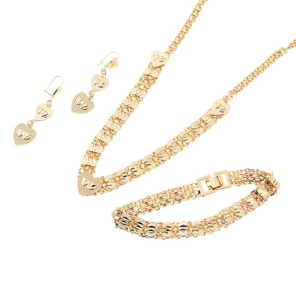 

heart jewelry sets wedding heart fashion bridal african gold color necklace earrings bracelet women party sets, Black