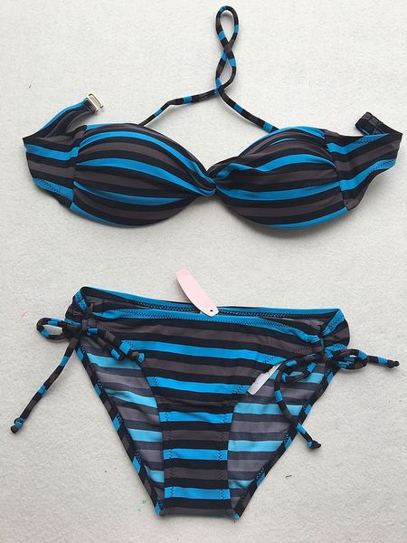 

2020 new arrival women tie black blue grey strips swimsuit fashion swimsuit size s-xl available, Silver