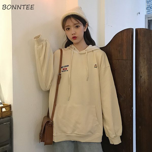 

hoodies women kawaii japan style cartoon spring fashion all-match preppy girls sweatshirt pockets lovely womens pullovers, Black