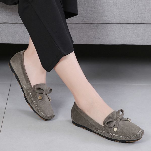 

spring autumm fashion leisure women flats flock solid butterfly-knot slip-on loafers round toe casual casual single shoes, Black