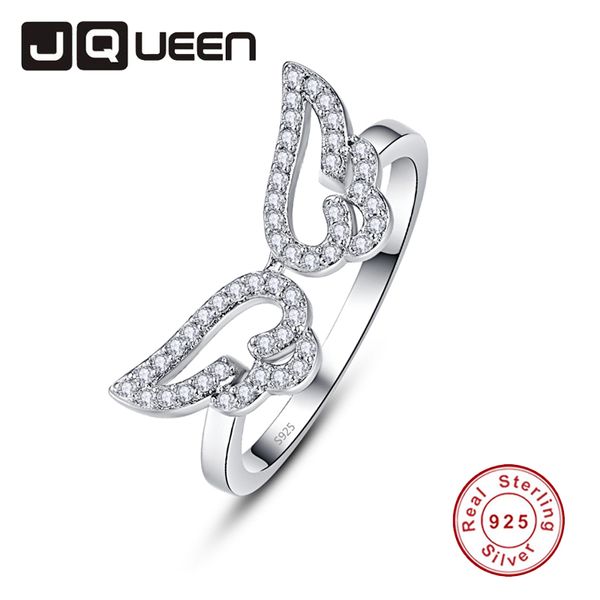 

elegant ladies fine jewelry clear 5mm white cz s925 sterling silver angel wings rings for women wedding fashion accessories, Golden;silver