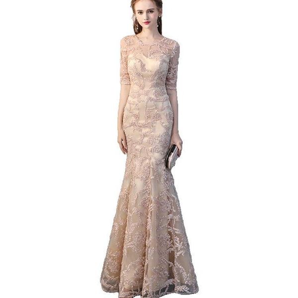 

robe de soirée 2020 кружева русалка вечерние платья половина рукава формальные вечерние платья для партии вечерние платья da cerimonia, Black;red