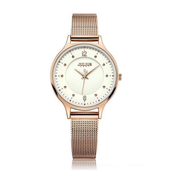 

julius uhr fÃ¼r frauen ultra-dÃ¼nne 6,5mm frauen edelstahl band luxus geschenk uhr dual-schicht zifferblamode montre ja-1060, Slivery;brown