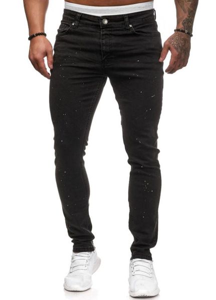 

man bound feet jeans throw black elastic force pants male fashion hiphop skinny jeans for men streetwear, Blue