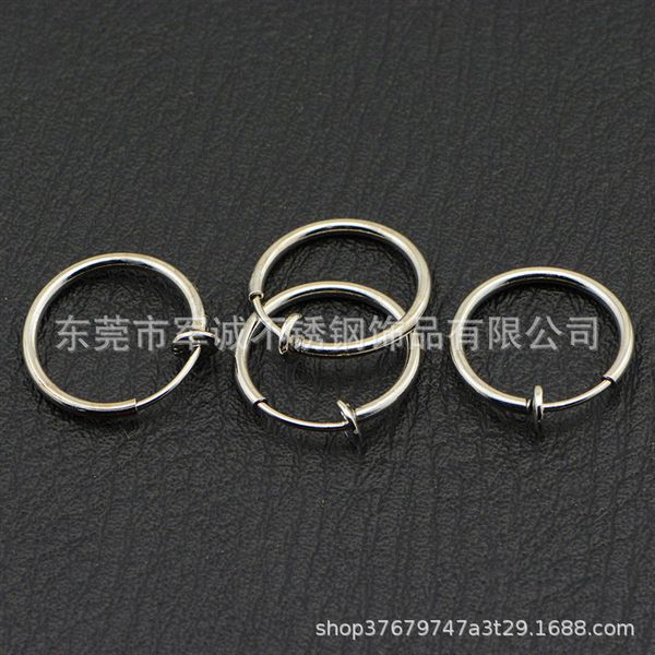 

fashion simple stainless steel ear cliip europe and america seller circle clip-on titanium steel pierceless earrings jewelr, Golden;silver