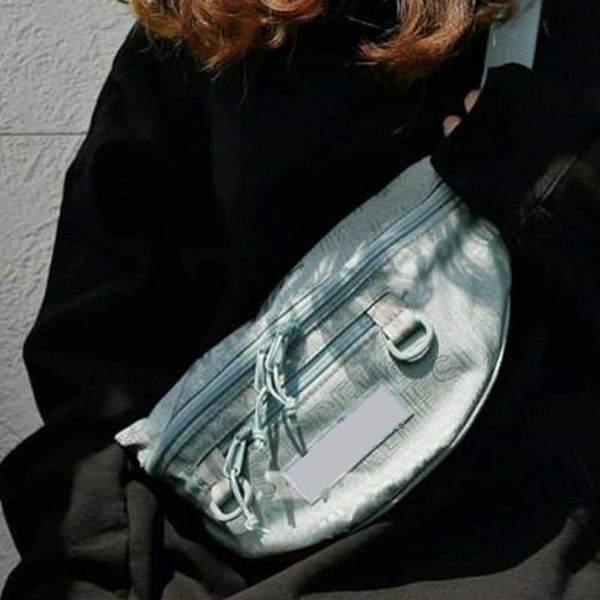 

19ss box logo printed waist bag high street hip hop diagonal package travel cross body small pack bags pockets chest bags hfymbb068, Black;white