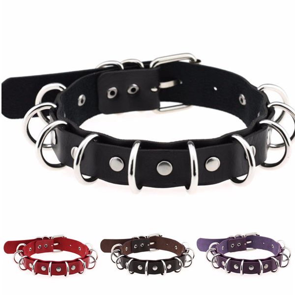 

DIEZI Multilayers Women Girls Harness Harajuku Anime Necklaces Metal Round Goth Choker Collar Necklace Neck Chocker Jewelry, Golden;silver