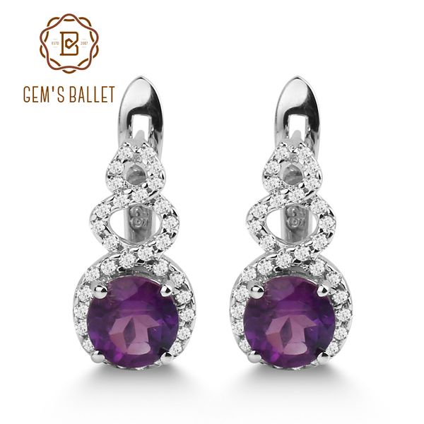 

gem's ballet 2.10ct natural amethyst gemstone wedding stud earrings 925 sterling silver fine jewelry for women, Golden;silver