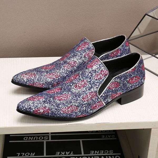 

spring autumn new men's purple sequins shoes business casual loafers men's foot shoes, Black
