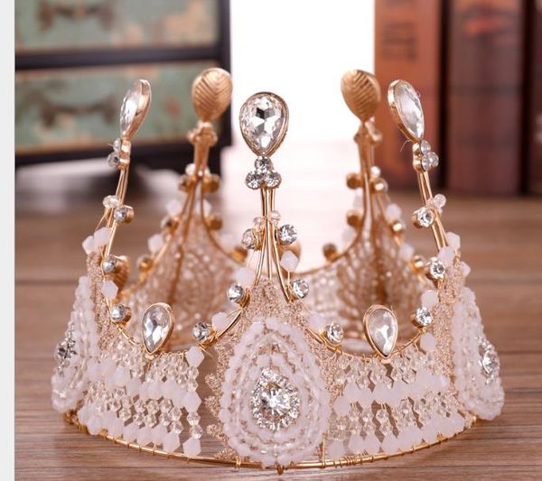 

birthday crown cake baking decoration handcrafted retro queen crystal bride crown jewelry, Slivery;golden