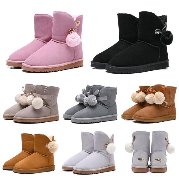 

2019 Luxury Designer Women shoes Australia Snow Boots WGG Bailey Hairball Girl Bow Tie Ankle Knee Winter Boot 36-41