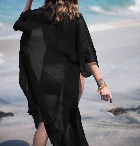

women beach dress swimwear summer pure color long sleeve women bikini cover up beach long dress kaftan beachwear swimwear