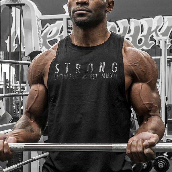 

running vest men sleeveless sportswear tank crossfit vest fitness men workout gym elastic i-shaped shirt for, Black;blue