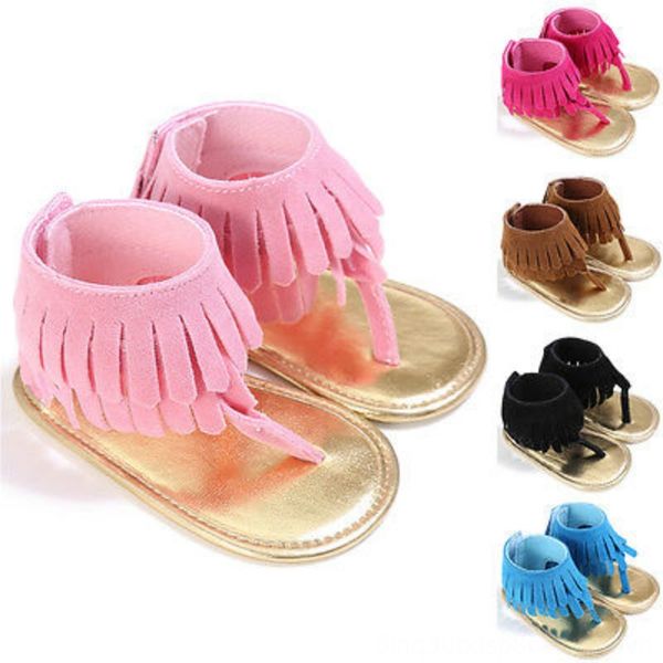 

cute infant girls kids summer sandals toddler baby princess soft sole sandals shoes shoes fringe moccasins tassels scandals clogs 5colors 02, Black;red