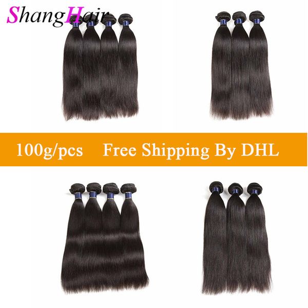 

малазийский бразильский волосы девственницы extensions 3 4шт / серия straight человеческих волос переплетений 8а бесплатная доставка dhl nat, Black