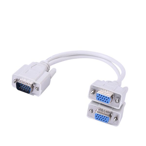 

15 pin vga male to 2 female y splitter cable svga monitor adapter extension converter video cable lead for pc,tv