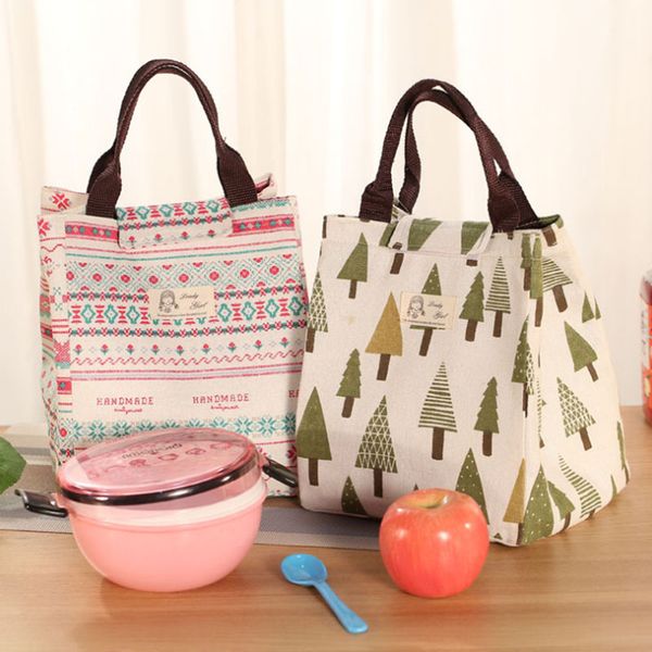 

bag organizer cotton and linen portable insulation lunch multifunctional box japanese ice pack lu, Blue;pink