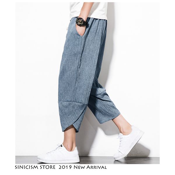 

sinicism store men streetwear harem joggers 2019 mens hip hop track sweatpants male linen linen loose section men pants fashions, Black