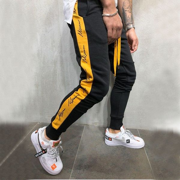 

men's pants fashion streetwear sweatpants for men causal gym slim fit sportswear black white trendy male hip hop trousers