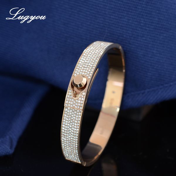

lugyou lady jewel bangle bracelet for woman with zircon stones rose gold, Black