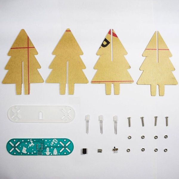 

diy full color changing led acrylic 3d christmas tree electronic learning kit green pcb board+scrub acrylic