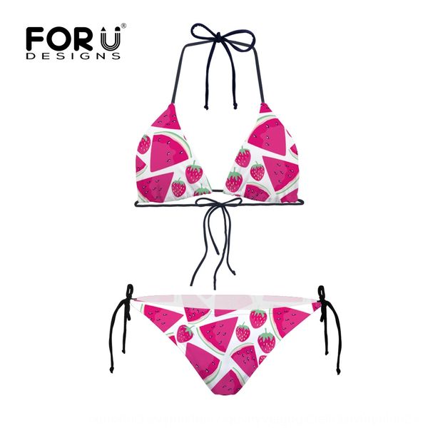 

fruit pattern bikini triangle swimming trunks bikini swimsuit women's swimsuit personalized creativity, White;black
