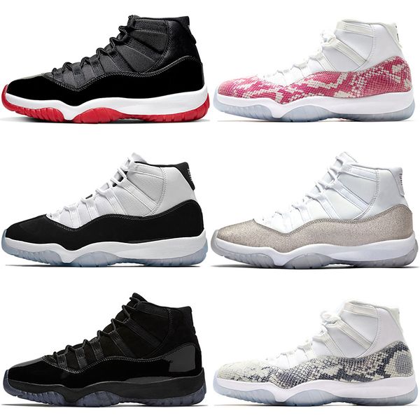 

jumpman 11 men women basketball shoes 11s mens trainers white bred concord unc metallic silver designer sports sneakers size 36-47