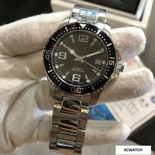 

Luxury men watch tainle teel trap luminou black dial hydroconque t automatic diver men watch l3 642 4 56 6 automatic wri twatche