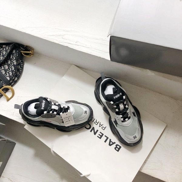 

gg,low-flat triple s clear sole sneakers, r brand casual sneakers, stylish flat-bottomed comfort,with original box