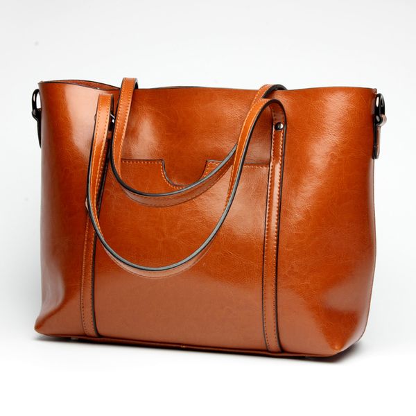 

genuine leather 5a own brand totes with shoulder belts women casual handbags large volume middle totes 3 layers inside single shoulder bag