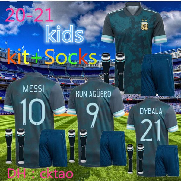 

kids kit+socks 2019 copa américa argentina home soccer jerseys #10 messi #22 lautaro 19 20 soccer shirt 2020 argentina kids, Black